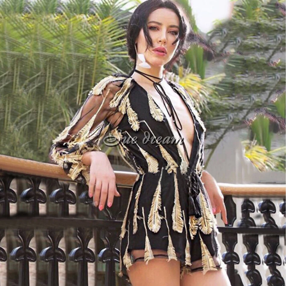 2017 летнее Новое Женское с длинным рукавом глубокий v образный вырез сексуальное