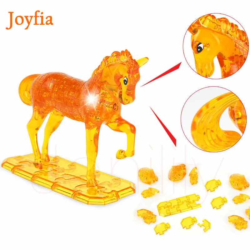 3D Кристалл Головоломка единорог лошадь игрушка DIY животное собранная модель