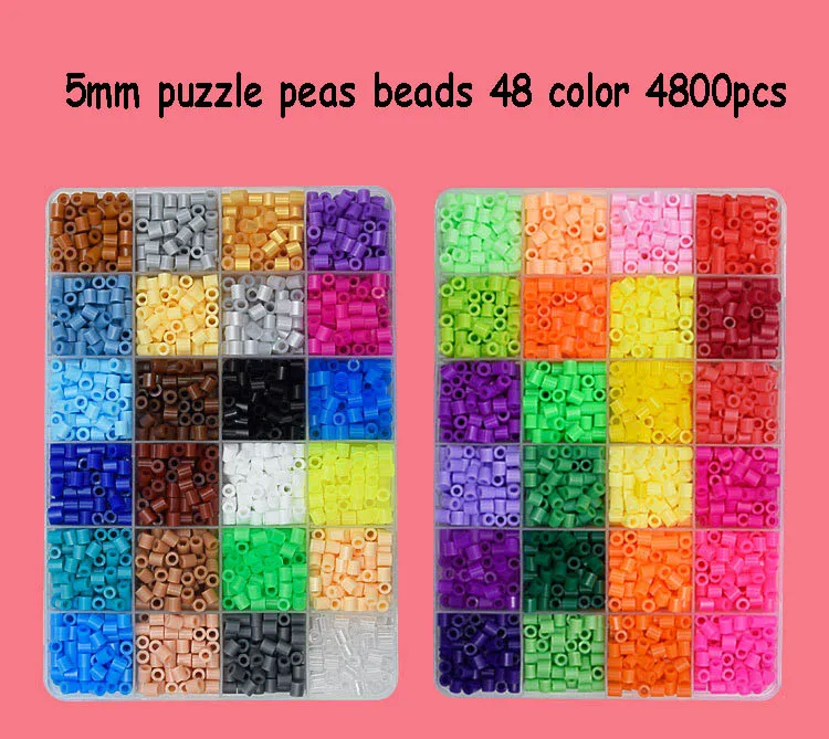 4800 шт 5 мм Хама бусины 48 Цвета игрушки шарики EVA Perler бисер для рукоделия комплект