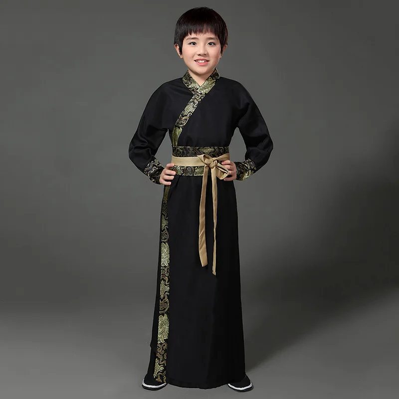 Костюм для мальчиков в стиле династии Hanfu Классический сатиновый костюм DNV10711 |