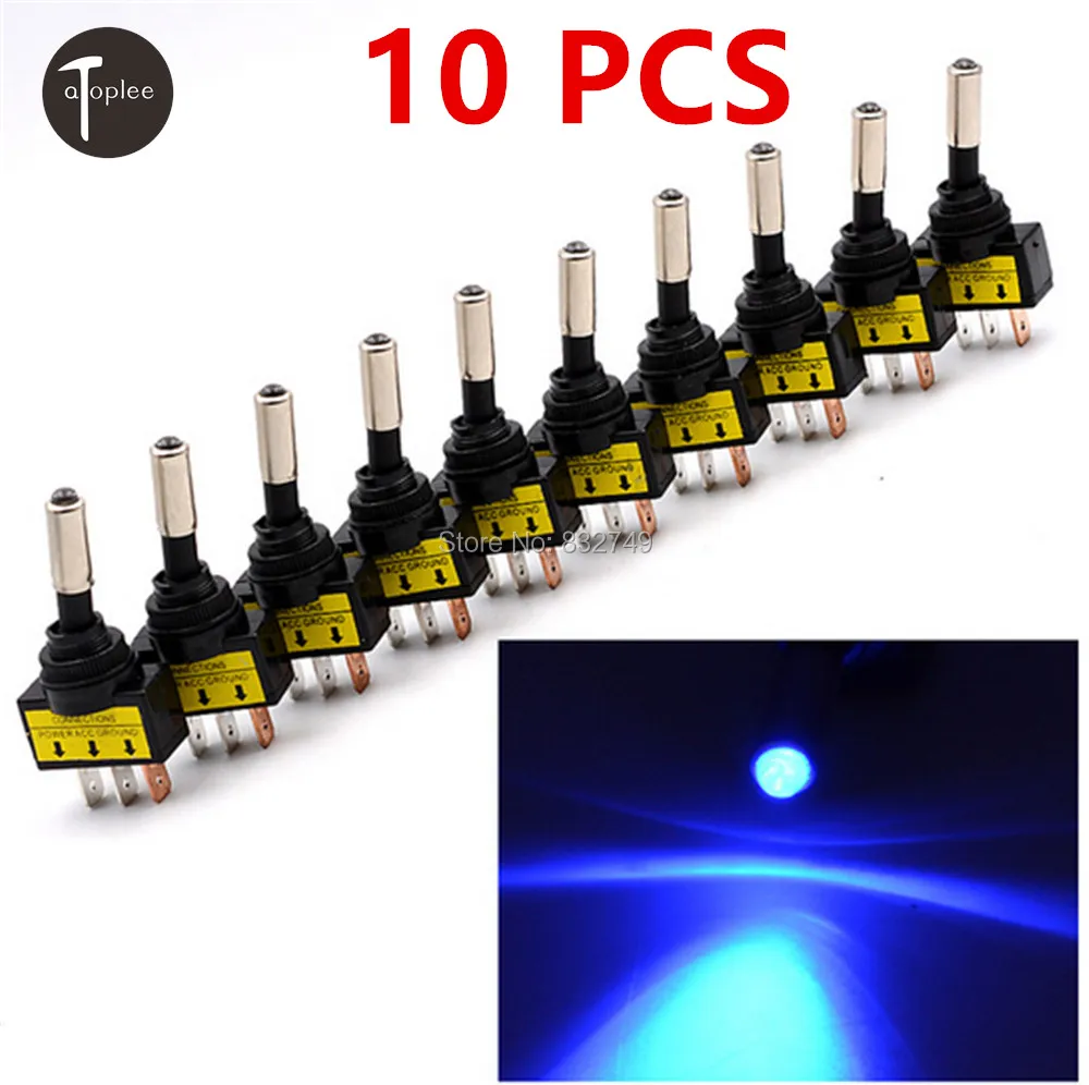 Автомобильный красный синий желтый зеленый светодиодный переключатель 10 шт. 12 В