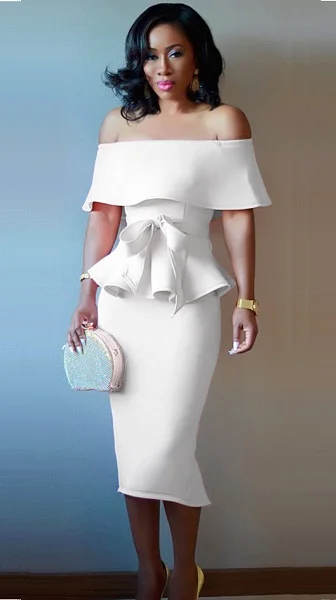 White Dresses Женские платья, вечерние платья, наборы, сексуальные, с открытыми плечами, с открытой спиной, туника, с рюшами, с баской, с бантом, белые, розовые, модные женские платья миди - Цвет: White Dresses