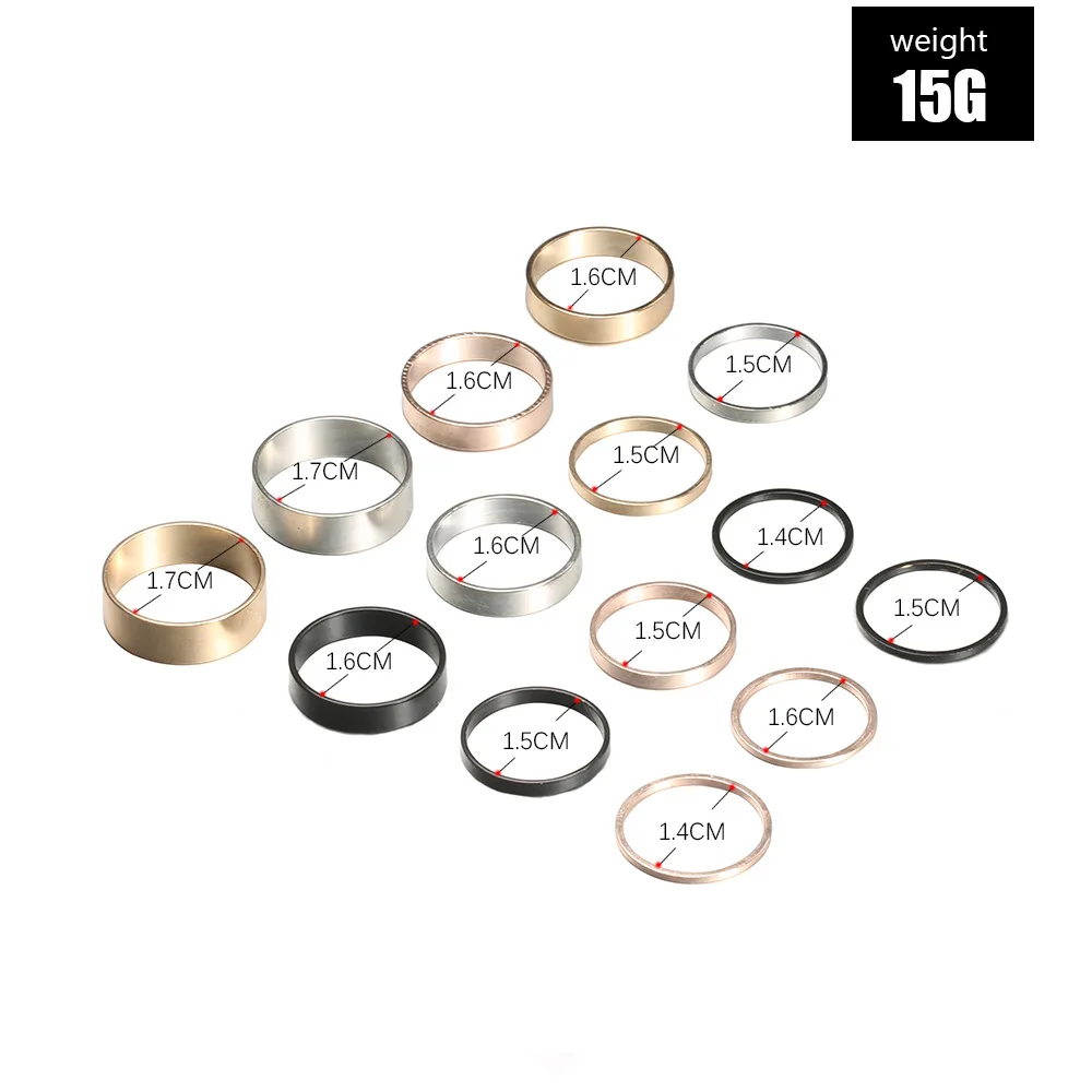 Женский комплект колец в стиле панк 14 шт./компл. простой дизайн трехцветные