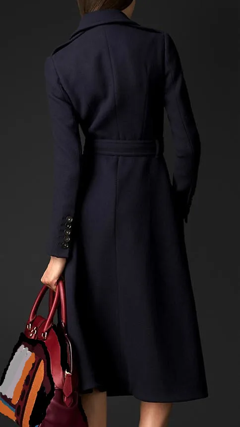 Manteau femme UK Весна Осень Модное шерстяное простое тонкое длинное пальто Макси зимняя женская верхняя одежда темно-синий abrigos mujer