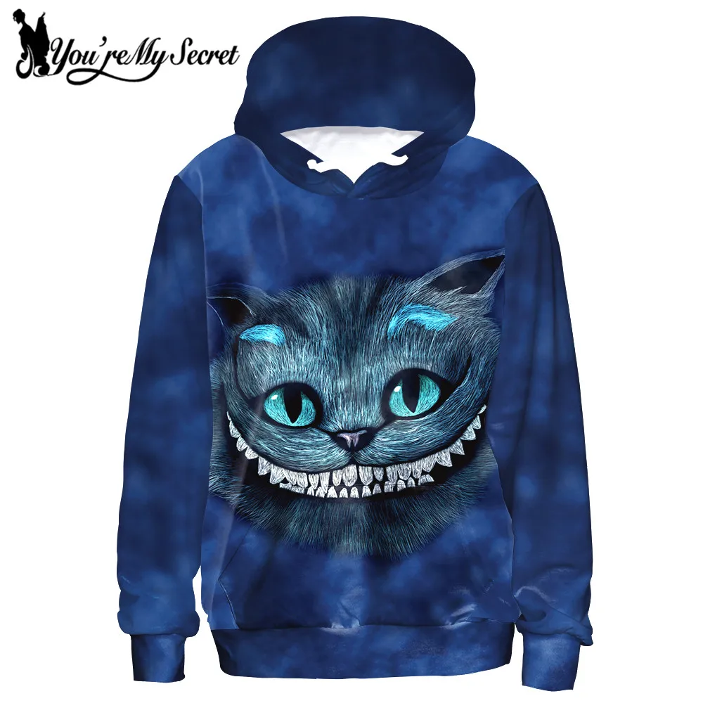 [You're My Secret] Новая мода sudaderas mujer Wonderland Алиса мультфильм кошка 3d печати женские повседневные толстовки с капюшоном толстовки