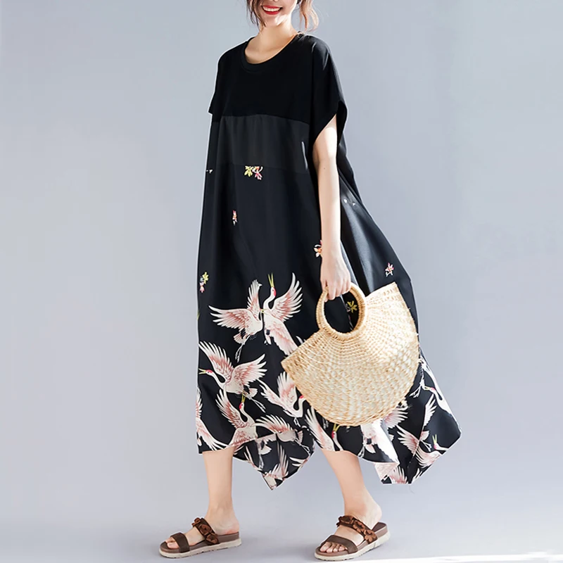 Женское платье макси Elegdream черное повседневное Свободное длинное с коротким