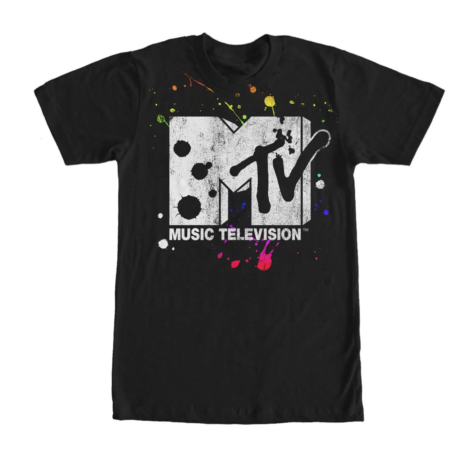 Мужская футболка с логотипом MTV Paint черная графическим рисунком M L 234XL классная