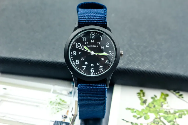 blue black black 2019Nazeyt Брендовые спортивные часы со светящимися стрелками для мальчиков и девочек с нейлоновым ремешком, подарок, часы унисекс с простым циферблатом - Цвет: blue black black