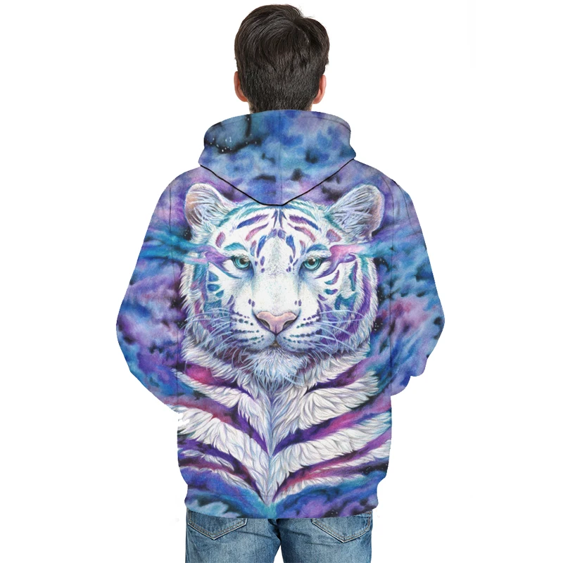 Красочный тигр 3D толстовки мужские женские пуловер с капюшоном унисекс Женские