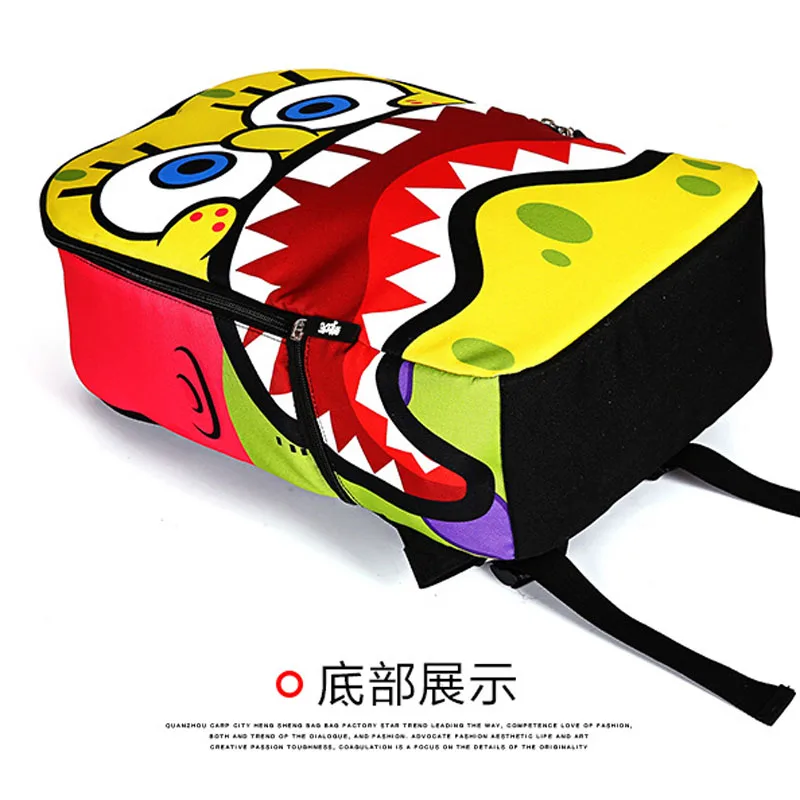 2017 New Arrival Hot spongebob cartoon embossing boys and girls students school bags travel backpacks chanhu bag famous brand | Багаж и