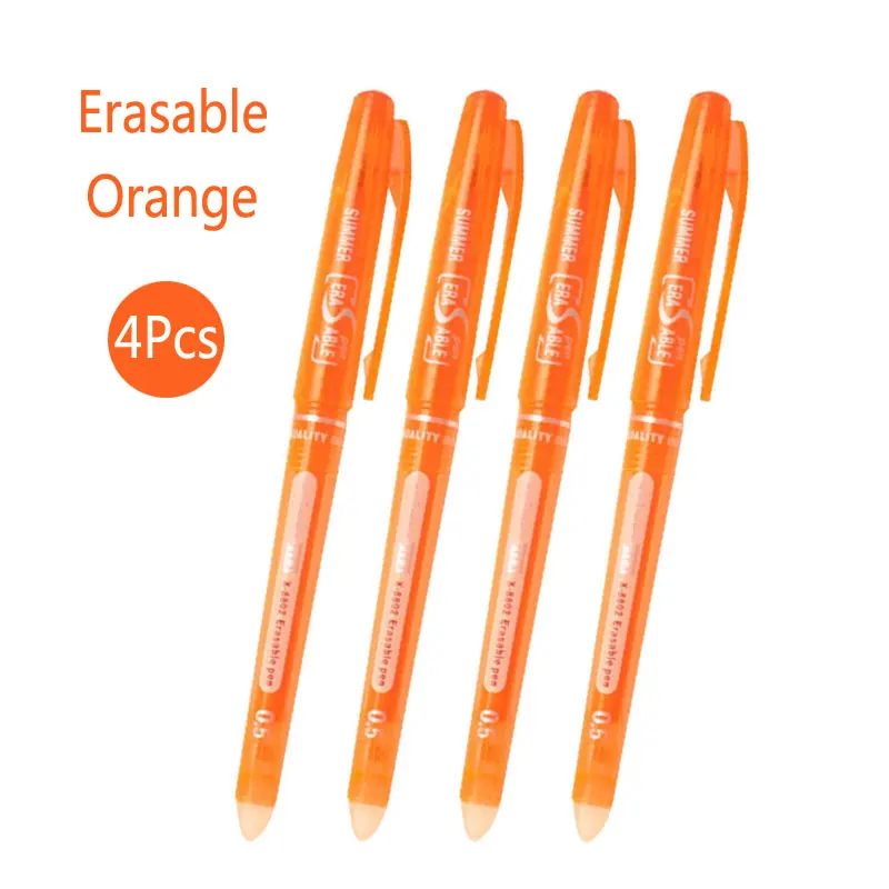 4pcs orange 4 шт./компл. стираемая ручка 0,5 мм стержень со стираемыми чернилами 8 Цвета чернила для гелевой ручки для Офис школа студент написание - Цвет: 4pcs orange