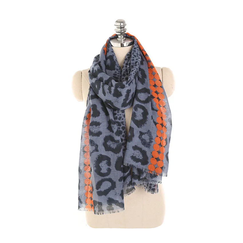 

High Quality Fashion Women Long Cotton Polyester Scarf Leopard Print Wrap Soft And Comfortable Ladies Shawl Tassels Scarves