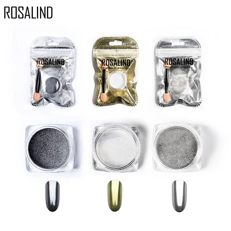 ROSALIND 1 шт. зеркальный блеск для ногтей пигмент порошок г Золотой Черный