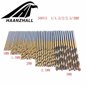 50 шт. сверла из быстрорежущей стали с титановым покрытием, высокоскоростные стальные сверла, набор инструментов высокого качества, электроинструменты 11, 522, 53 мм