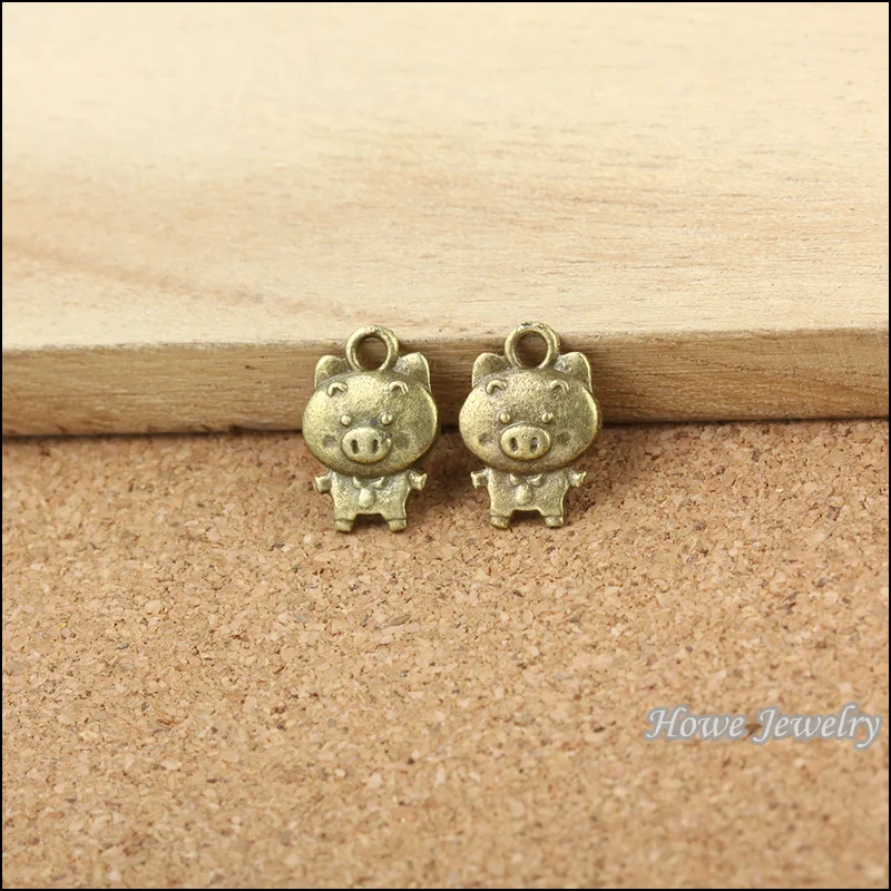 40 шт. качественный античный бронзовый Китайский Зодиак подвеска в виде свиньи из
