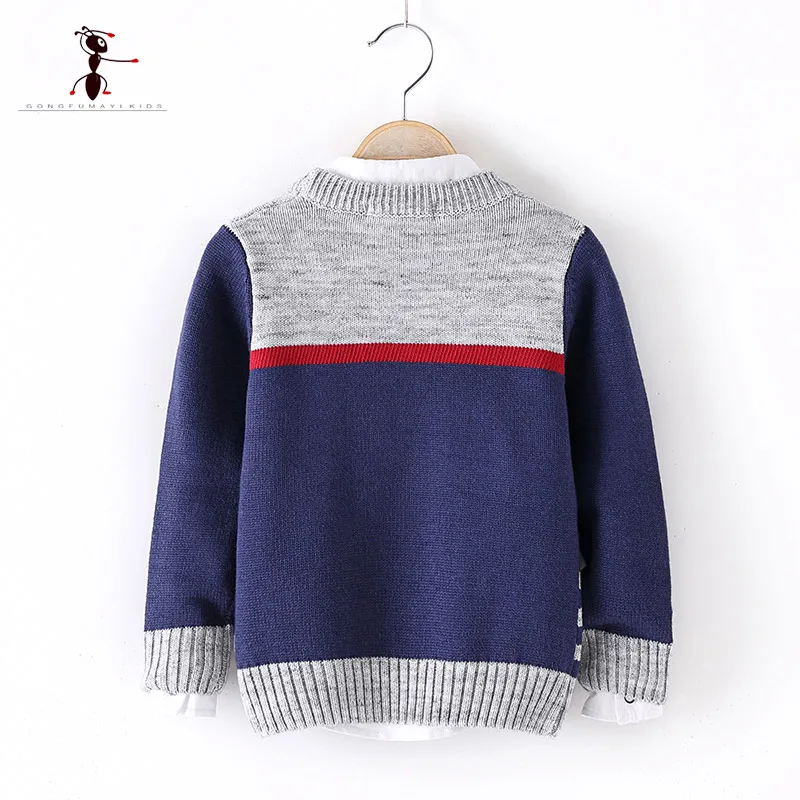 2018 Kung Fu Ant winter Autumn Patchwork Pattern Casual Style Winter Knitted Boys Sweaters for Hot Students 4T-10T Baby Clothes |