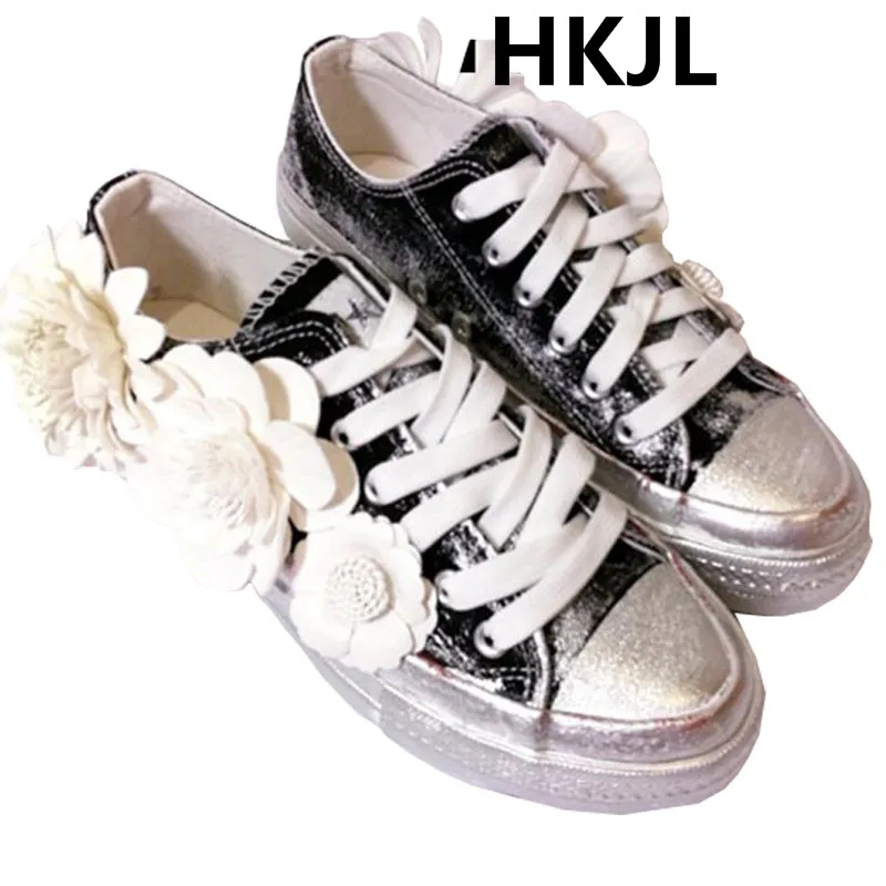 

Холщовая обувь HKJL, с цветком, на платформе, с ремешком, в европейском и американском стиле, 2019