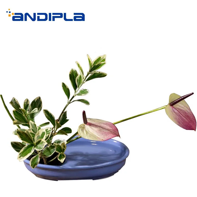 

Brief Flower Pot Glaze Ceramic Flower Arrangement Pot / Office Tabletop Decor Crafts Bonsai Flower Vase Plate Hydroponics Vases