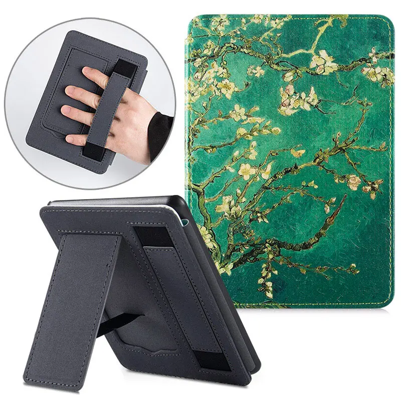 Apricot Flower Магнитный чехол AROITA для всех-New Kindle e-Books(выпуск 10-го поколения-, модель J9G29R)-Чехол-подставка с ремешком на ру - Цвет: Apricot Flower