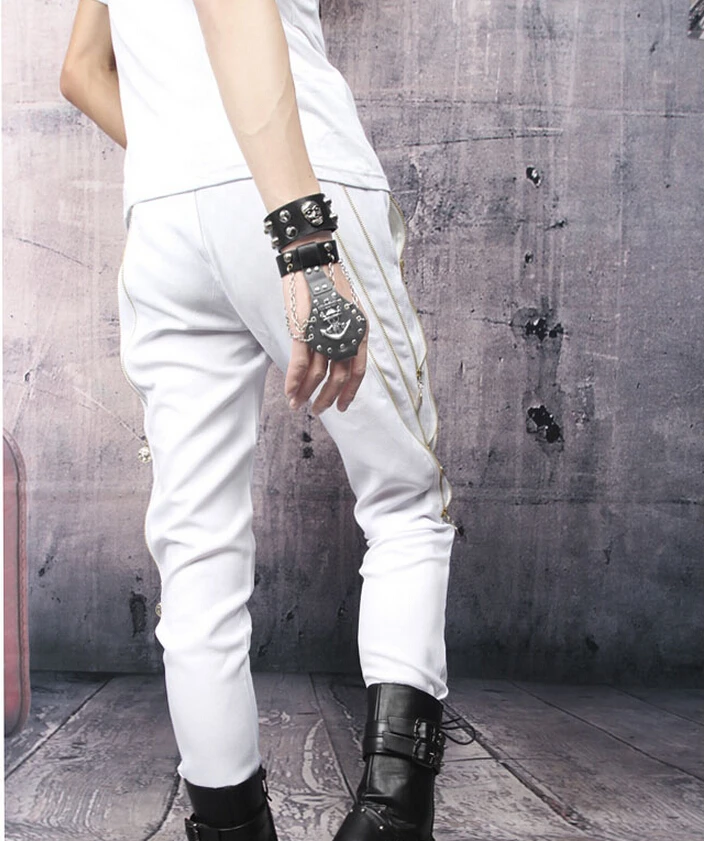 Мужские брюки шаровары на молнии для ночного клуба в стиле хип хоп корейский