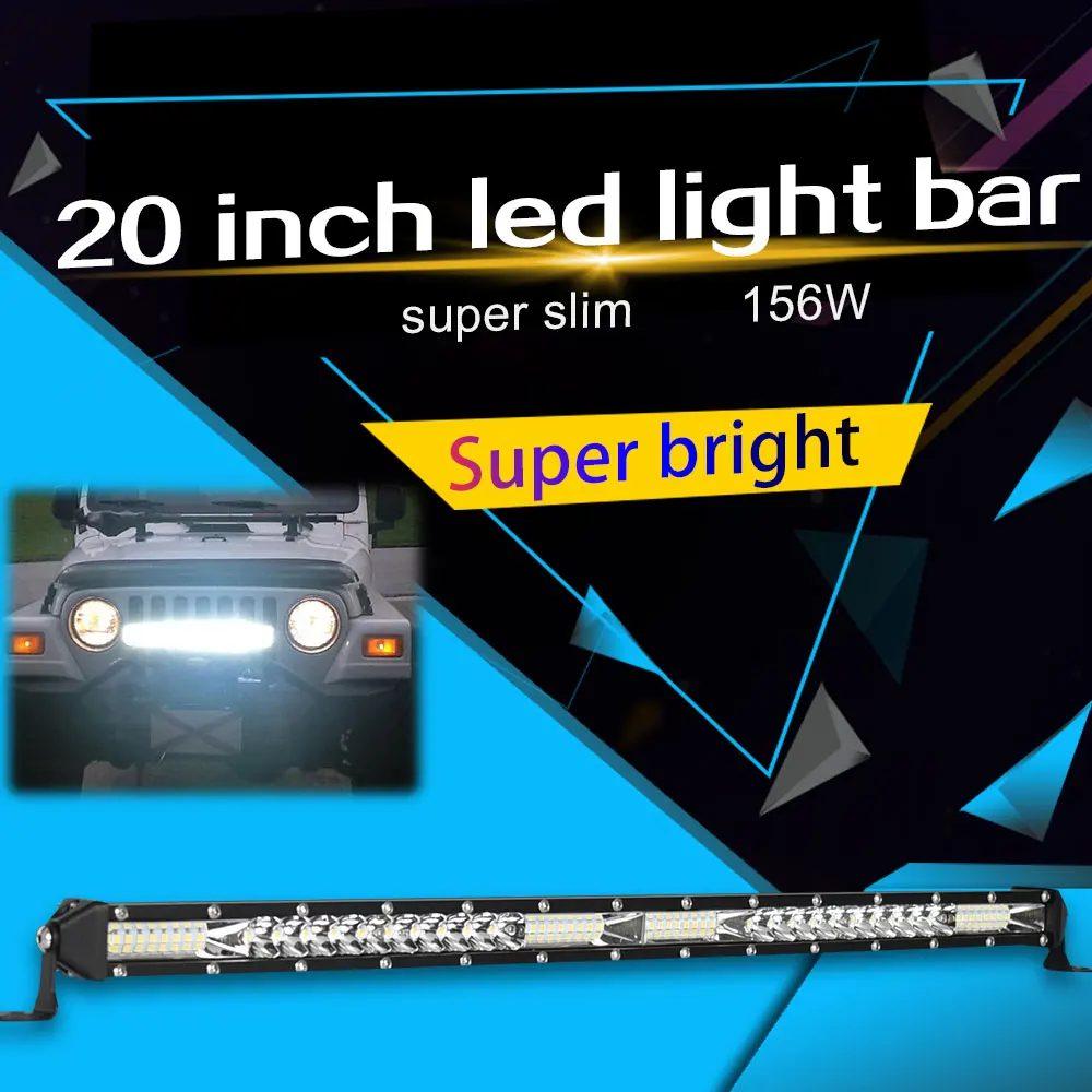 Супер тонкий 10D 20 &quotсветодиодный рабочий свет 12В 104 Вт Led бар комбо точечный