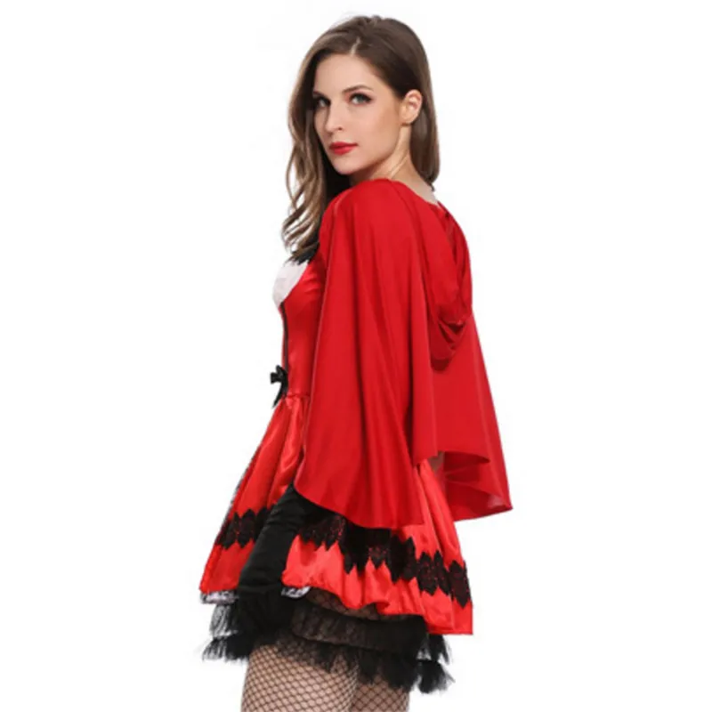 sexy Little Red Riding Hood Costumes For Women Fantasia Halloween Party adult Small Cap Cosplay Fancy Dress+Cloak Costume |