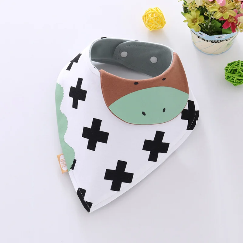 3 PCS Cute Baby Bibs Cat Cow Tiger Cartoon Cotton Soft Newborn Months Towel 3D Pattern Kids Trangle For Boy Girls | Детская одежда и