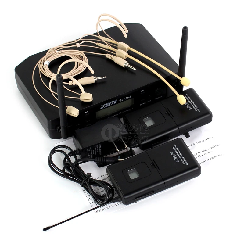 GLXD34 GLXD4 профессиональная гарнитура UHF беспроводной микрофон караоке система Двойные каналы беспроводной головной убор микрофон для сцены певица DJ
