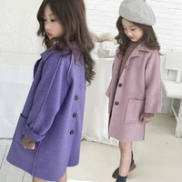 hot sale girls long woolen jacket autumn winter children single breasted overcoat kids trench coat casual outerwear clothes x200