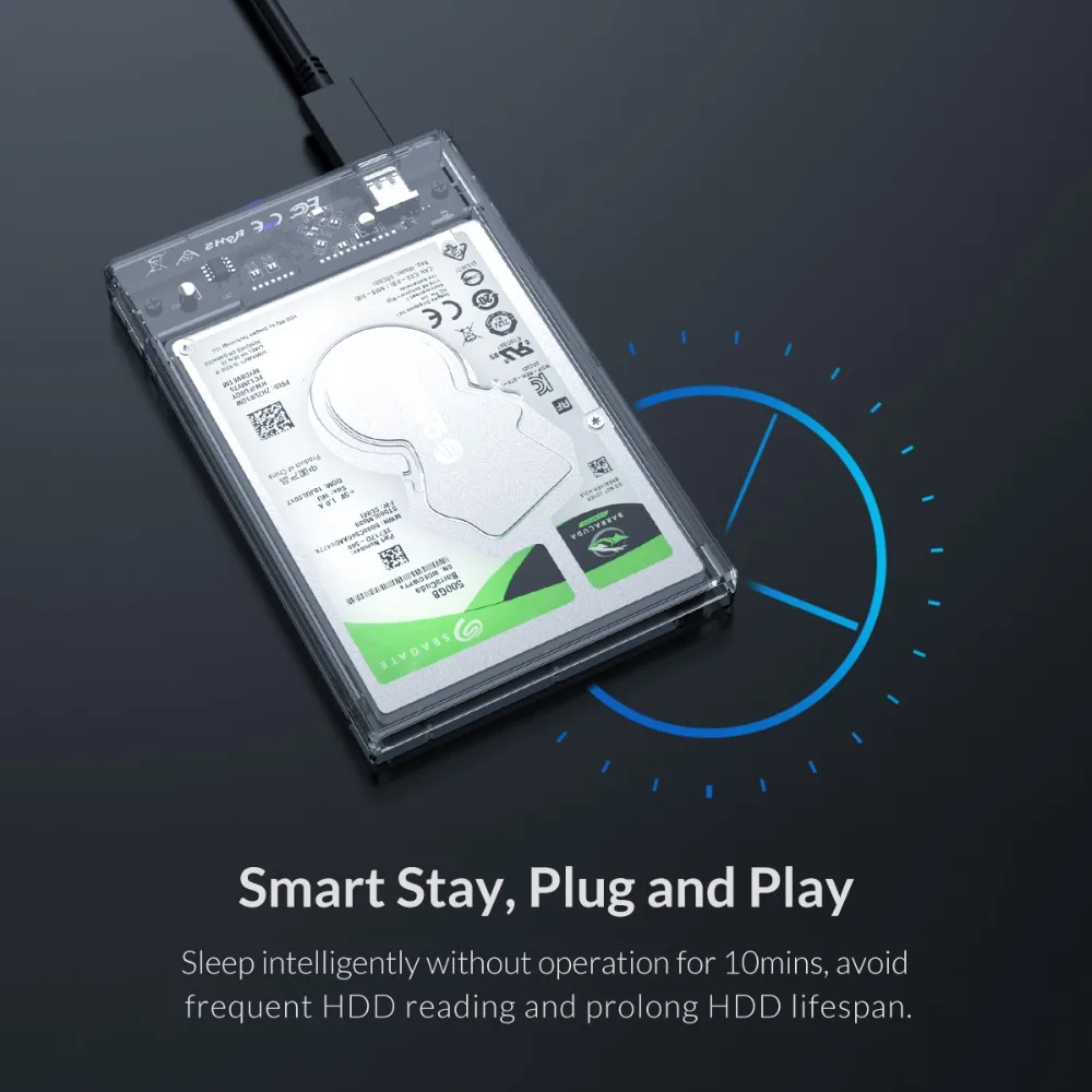 ORICO чехол для жесткого диска 2,5 дюйма SATA для USB 3,0/type-C прозрачный корпус для жесткого диска USB3.0 поддержка протокола UASP SATA3.0 SSD чехол