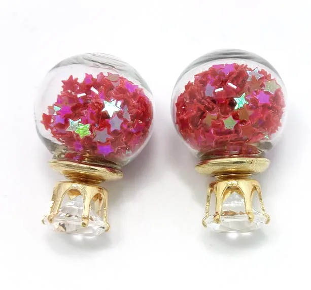 1 pair hot design fashion brand jewelry double sides stud earring for women cute gold color crown glass earings Christmas gift | Украшения