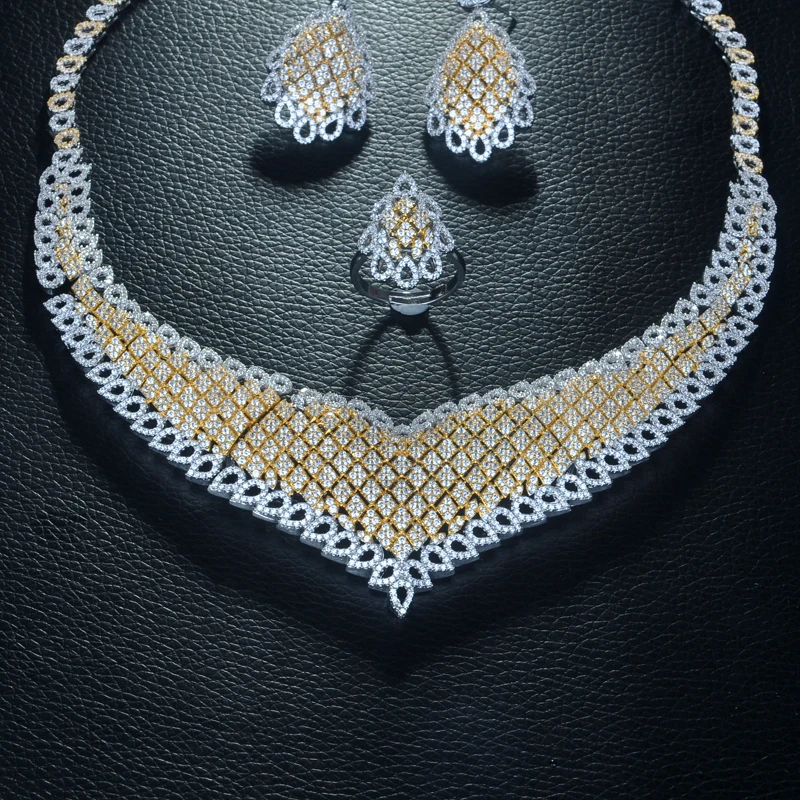 Be 8 Luxury Choker Big Jewelry Set Paved Cubic Zirconia Waterdrops Hotsale Wedding Bridal CZ Sets Engagement Party S321 | Украшения и