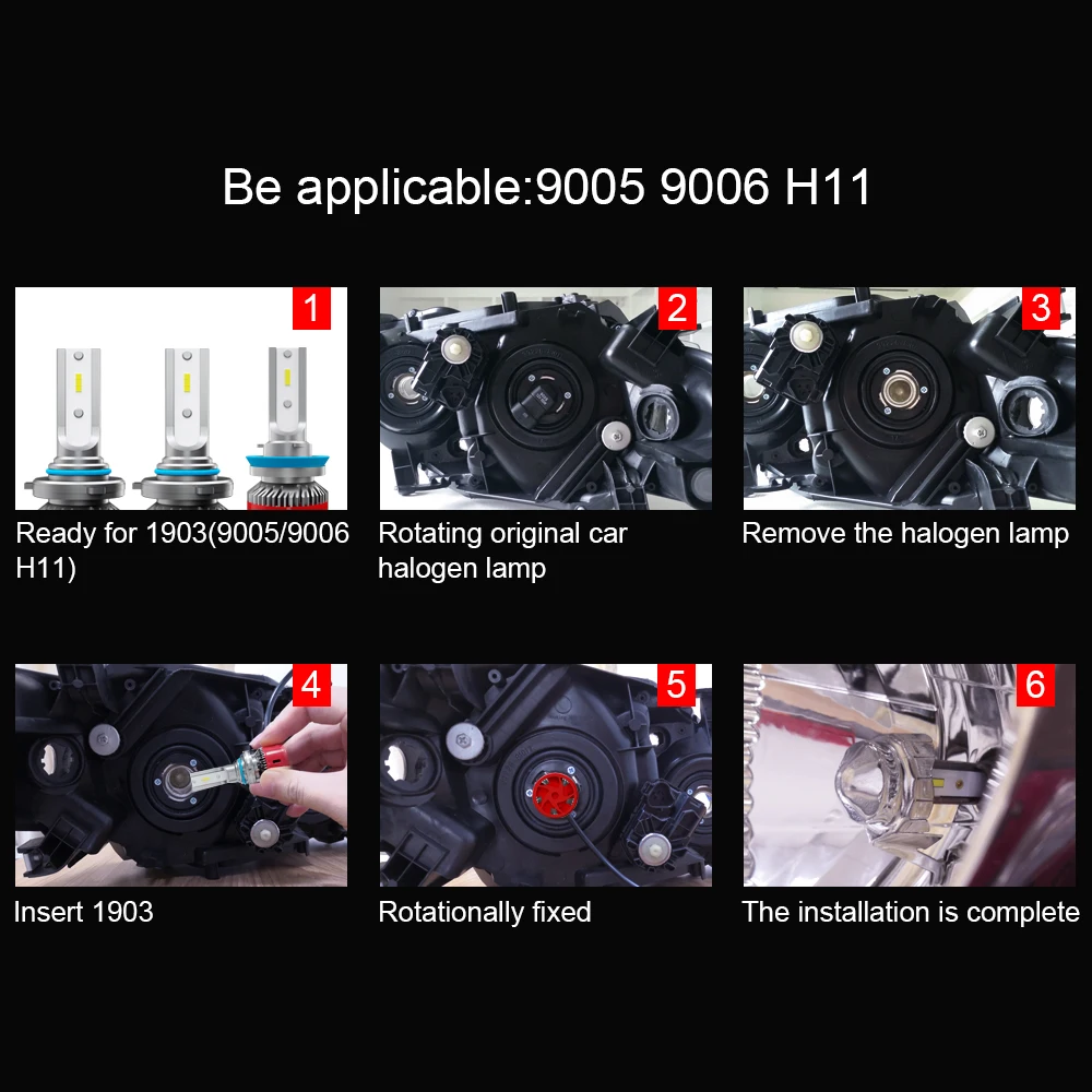 Roadsun светодиодный H4 H7 H1 HB4 H11 HB3 9005 9006 со светодиодными кристаллами для автомобиля головной светильник лампы 72W 12V 6000K 12000Lm лампы авто лампы светильник