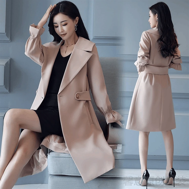 Ветровка женская длинная Корейская версия новая весенняя Повседневная дикая