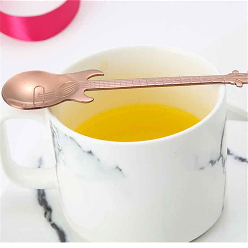 4 pcs/set Guitar Coffee Spoon Set Stainless Steel Dessert Ice Cream Tea Accessories Flatware Drinking Tools | Дом и сад