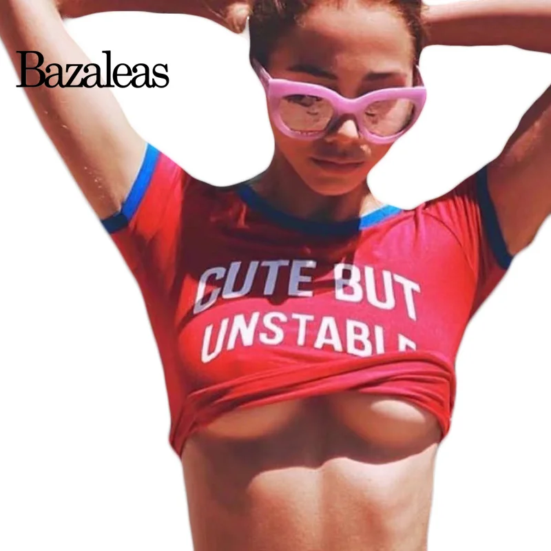 Женская футболка Bazaleas повседневная хлопковая с коротким рукавом и принтом|women