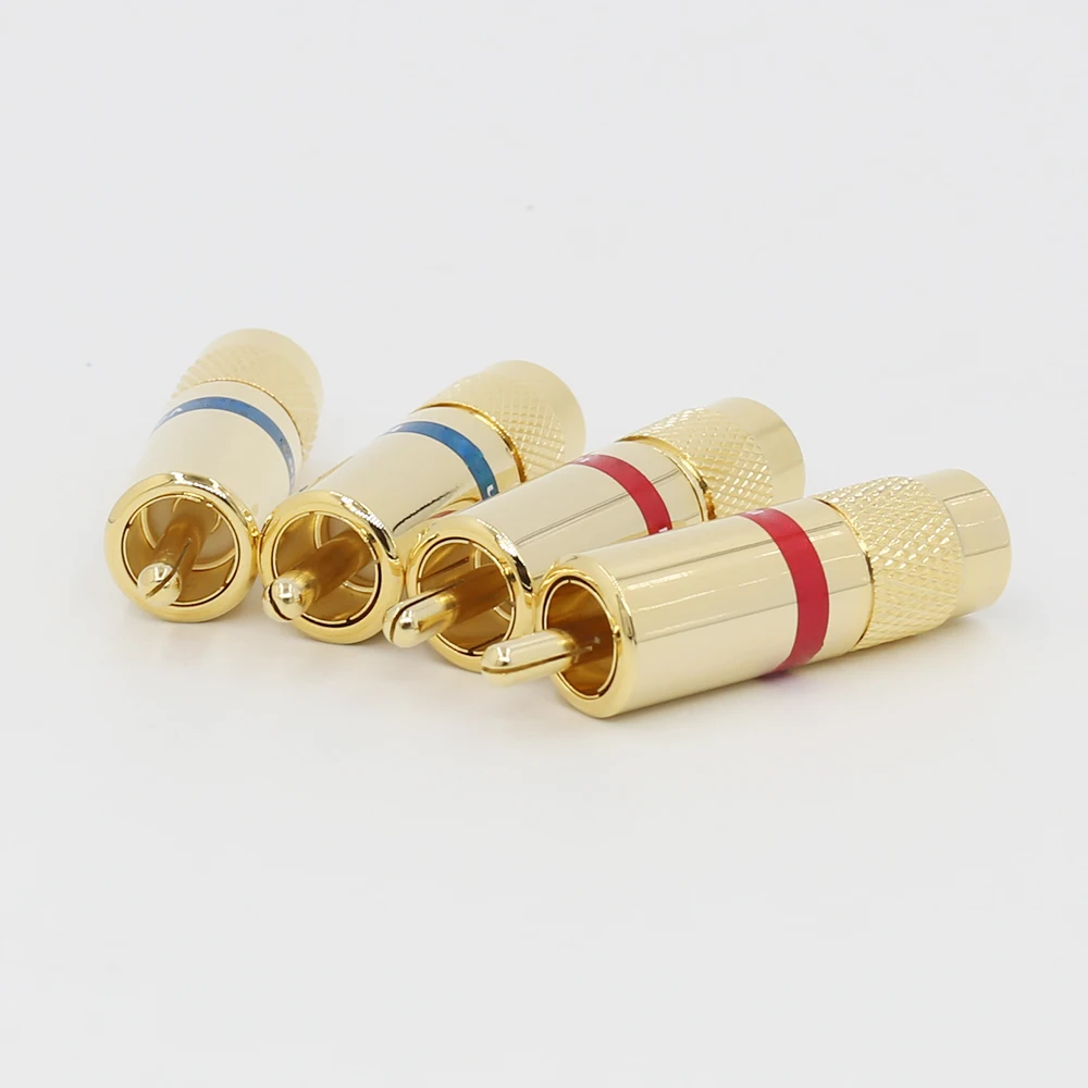 4 шт 24K позолоченный RCA разъем штекер аудио кабель пайки|Коннекторы и разъёмы| |
