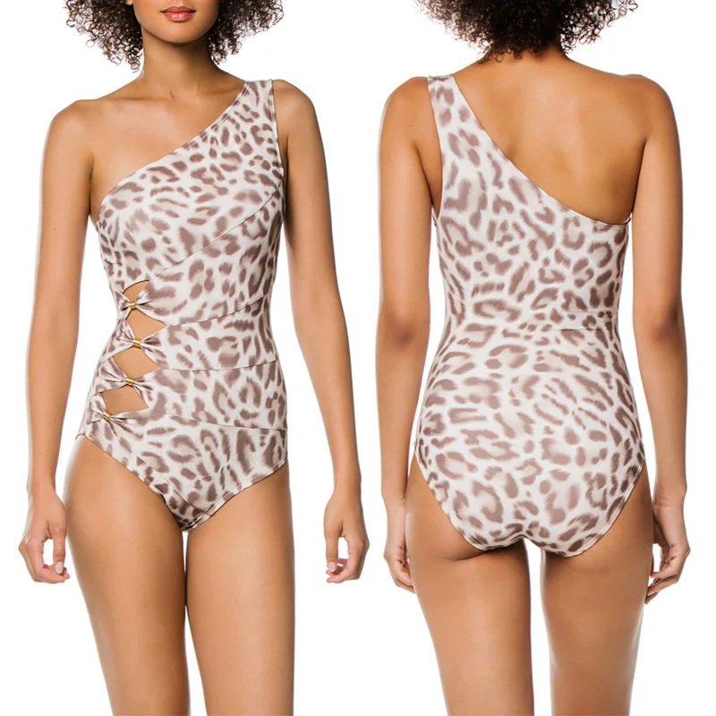 Женские 1 штука Леопардовый пляжный Монокини купальник купальный бикини на одно