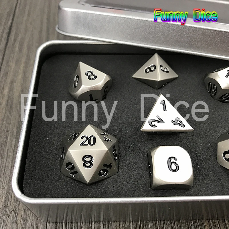 Набор золотых металлических игральных костей 7 RPG d4 d6 d8 d10 d % d12 d20 игральные кости с
