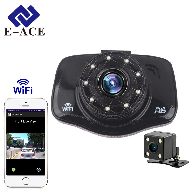 E Ace Wi Fi автомобильный видеорегистратор Камера FHD 1080 P Мини авто видео Регистраторы