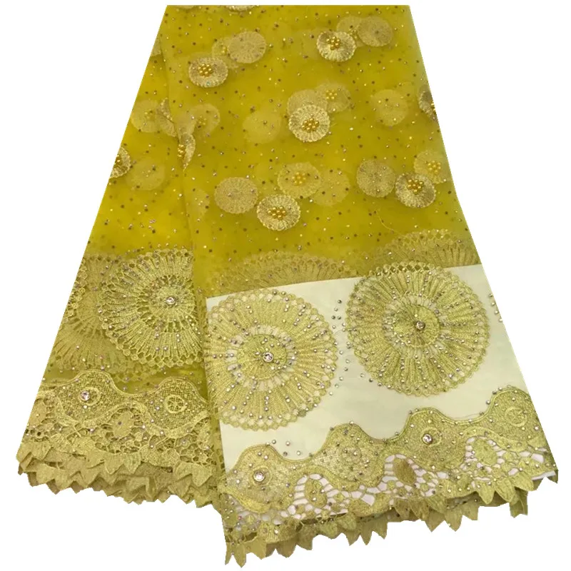 New African French Tulle Net Lace With Rhinestones For Party Or Wedding Nigerian Women Beaded Bridal 964 | Дом и сад
