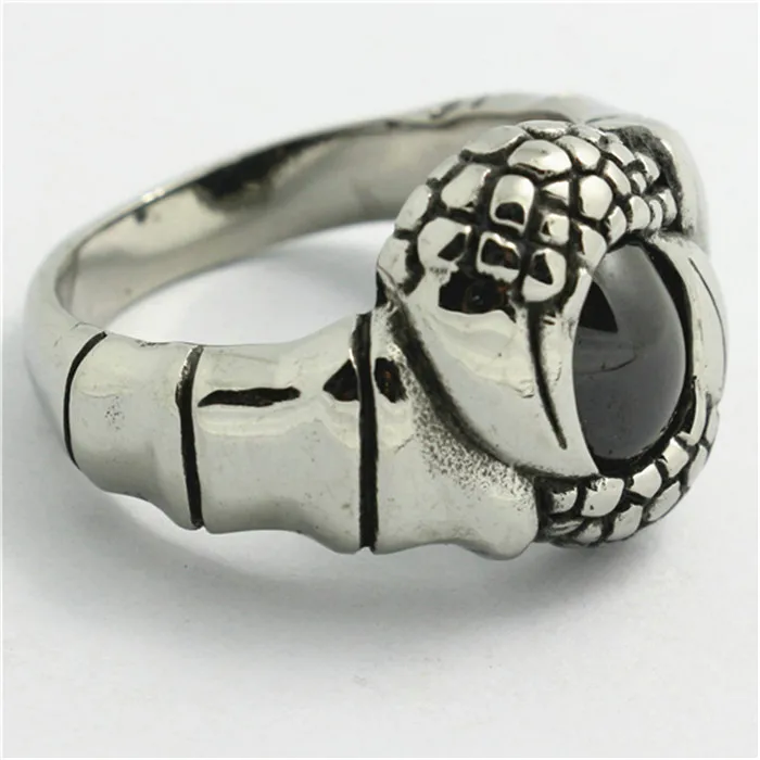 1pc Fashion Design 316L Stainless Steel Big Black Stone Punk Style Hot Ring Wholesale Price | Украшения и аксессуары