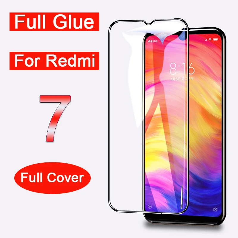 Закаленное стекло 5d с полным наклеиванием для xiaomi redmi 7 чехол покрытием очков ksiomi