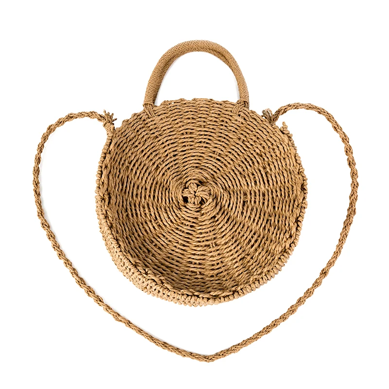 2018 леди свежие сумочку Винтаж ручной работы из ротанга сплетенные круглая