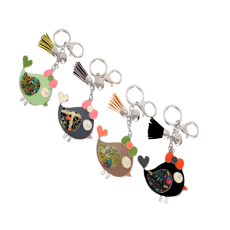 Модные украшения для домашних животных эмалированные брелки ключей в виде птицы