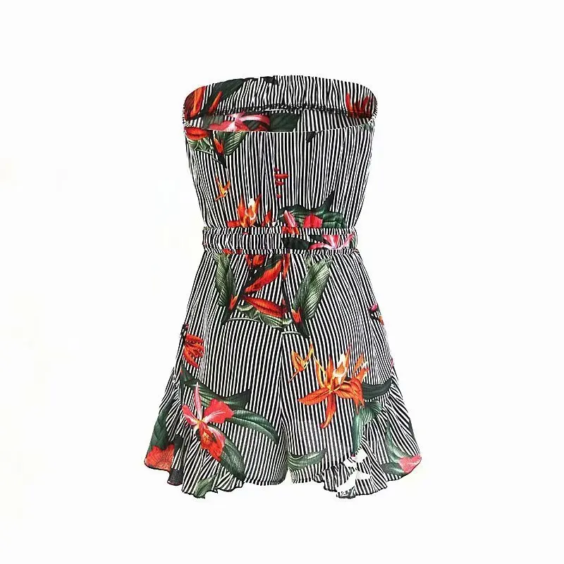 HLMFS summer Women slash neck boho Romper Ladies ruffles Floral Off Shoulder Jumpsuit Playsuit Beach Holiday ShortTrousers | Женская