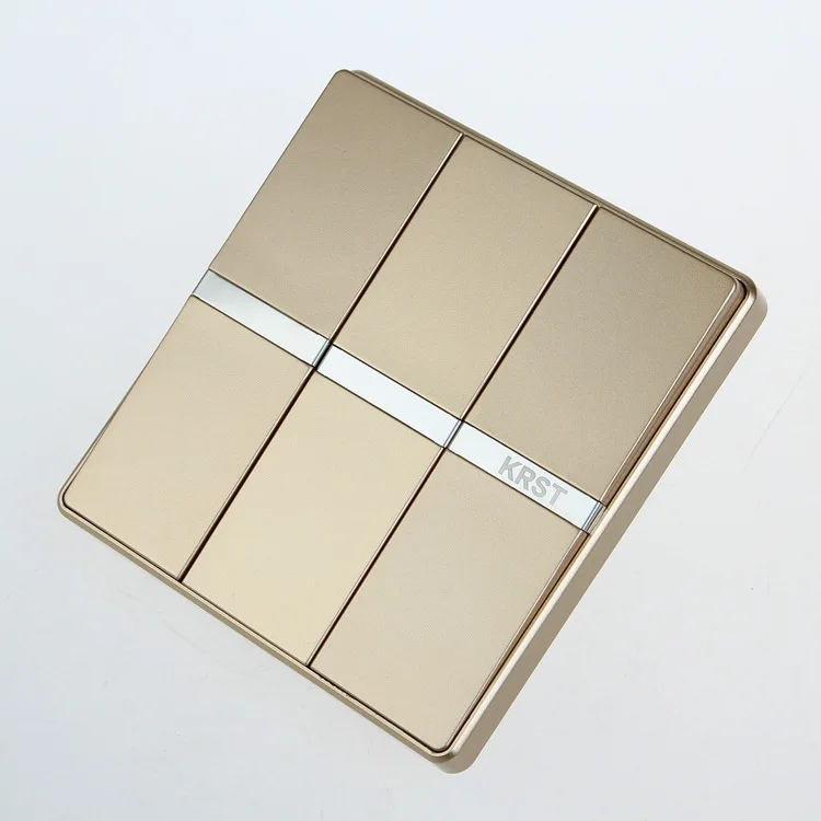 Home Furnishing Wall Switch Socket 86 Type Concealed Large Plate Champagne Gold Three Open Single Control 10A PC 220V |