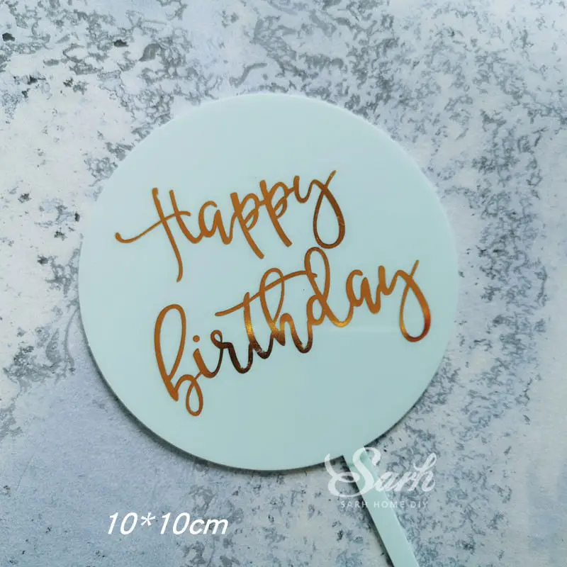 2pc round birthday Разноцветные счастливые топперы для торта на день рождения, розовые, фиолетовые, блестящие, для письма, украшения для рук, вечерние, милые подарки - Цвет: 2pc round birthday