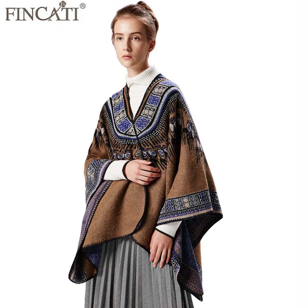 

Women's Scarf Thicken Autumn Winter Printed Boho Vintage Retro New Poncho Blanket Shawl Cape Size 130*150cm
