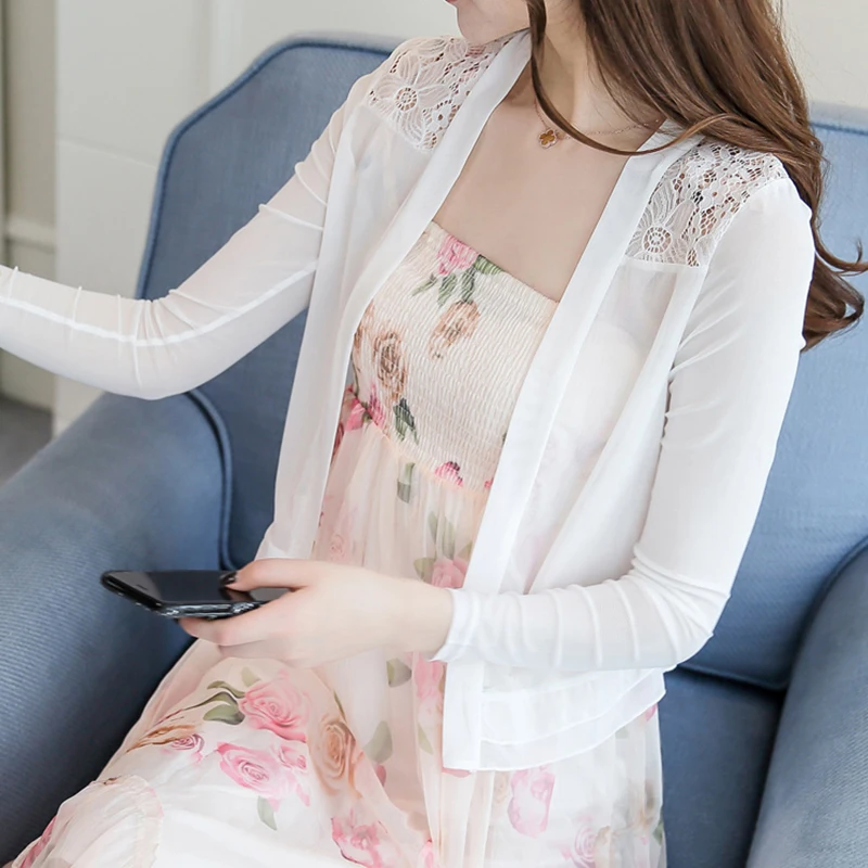 MLXSLKY кружевная Маленькая шаль летний короткий тонкий кардиган одежда для защиты